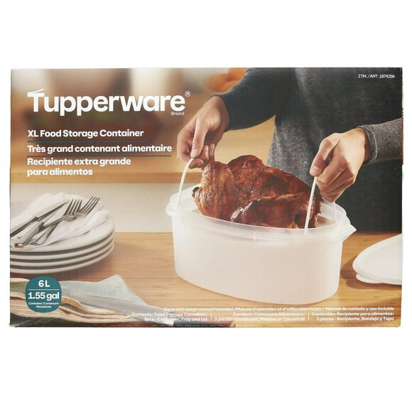 Tupperware XL 3 pc. Food Storage Container  with Lid - 1.55 Gal - Picture 1 of 7